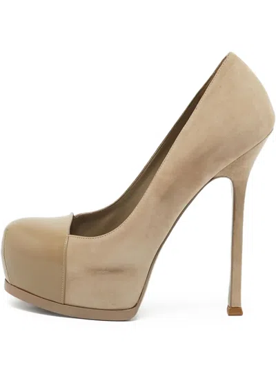 Pre-owned Saint Laurent 150mm Platform Almond-toe Pumps