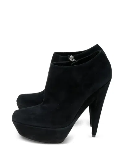 Pre-owned Saint Laurent 150mm Platform Ankle Boots In Black