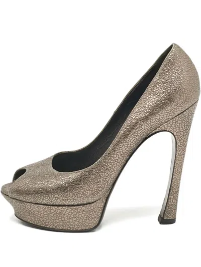 Pre-owned Saint Laurent 150mm Platform Peep-toe Pumps
