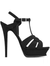 Saint Laurent Tribute 105 Leather Platform Sandal In Black