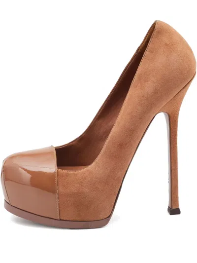 Pre-owned Saint Laurent 155mm Leather Platform Pumps