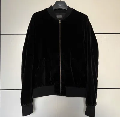 Pre-owned Saint Laurent 16fw Velvet Music Note Jacket Size M In Black