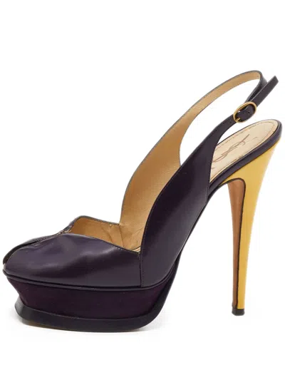 Pre-owned Saint Laurent 170mm Peep-toe Slingback Sandals