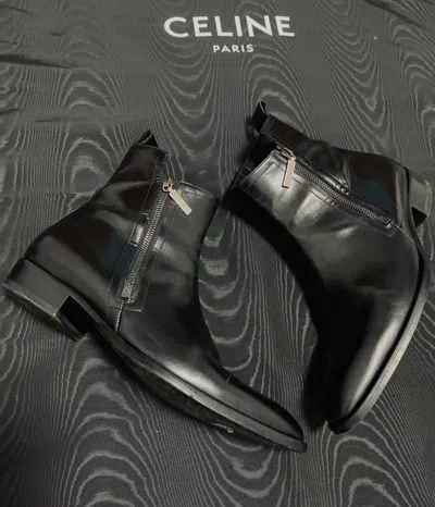 Pre-owned Saint Laurent 17aw Zipper Chelsea Boots In Black