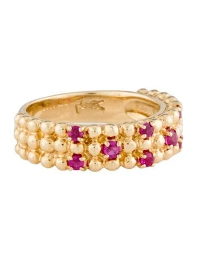 Pre-owned Saint Laurent 18k Ruby Band Ring In Multi
