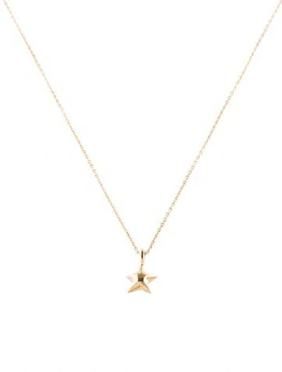 Pre-owned Saint Laurent 18k Star Pendant Necklace, 16.25" In Multi