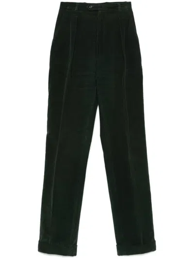 Pre-owned Saint Laurent 1960s Corduroy Trousers In Green