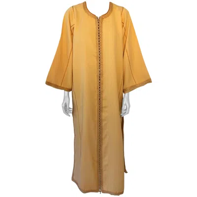 Pre-owned Saint Laurent 1960s Hand-crafted Moroccan Caftan In Yellow Gold Bohemian Style