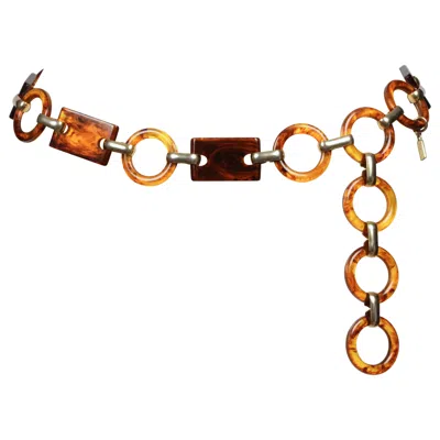Pre-owned Saint Laurent 1970's Yves  Tortoise And Gold Link Belt In Brown