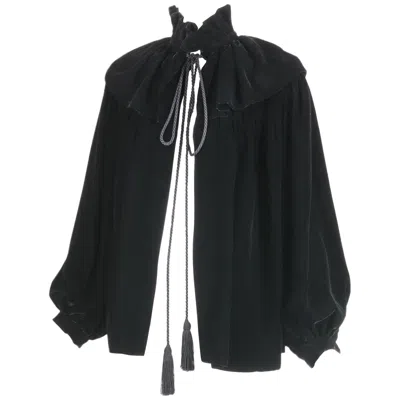 Pre-owned Saint Laurent 1970's Yves  Ysl Black Velvet Russian Collection Jacket W/silk Ties