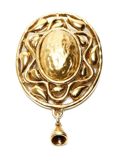 Pre-owned Saint Laurent 1970s-1990s Textured Brooch In Gold