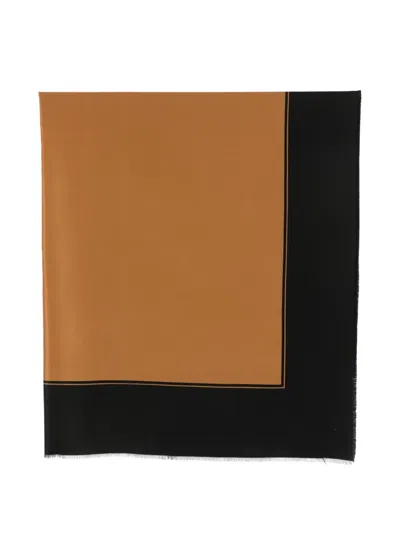 Pre-owned Saint Laurent 1970s Border-print Scarf In Brown