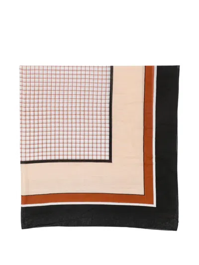 Pre-owned Saint Laurent 1970s Checked Border Scarf In Neutral