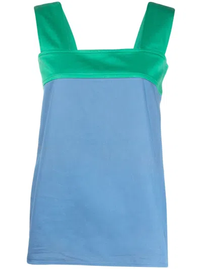 Pre-owned Saint Laurent 1970s Colour-block Sleeveless Top In Blue