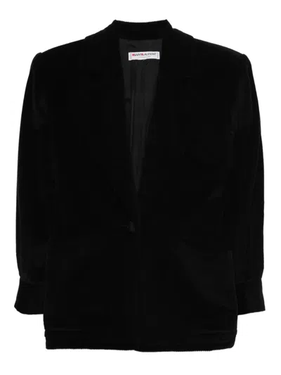 Pre-owned Saint Laurent 1970s Corduroy Blazer In Black