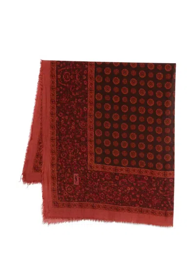 Pre-owned Saint Laurent 1970s Logo Scarf In Brown