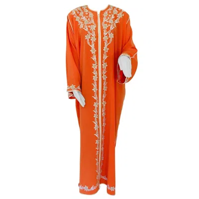 Pre-owned Saint Laurent 1970s Moroccan Orange Caftan Dress In Yves  Style