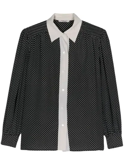 Pre-owned Saint Laurent 1970s Polka-dot Silk Shirt In Black