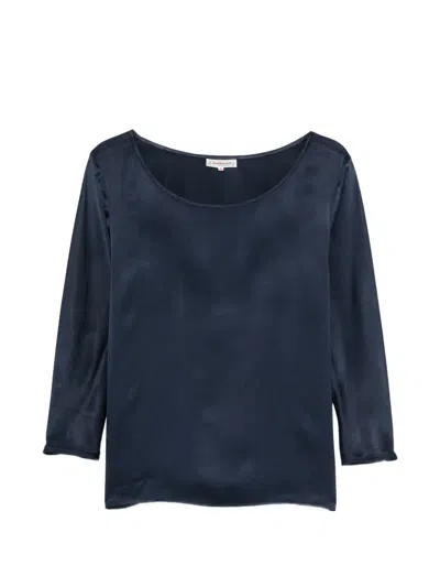 Pre-owned Saint Laurent 1970s Scoop-neck Blouse In Blue