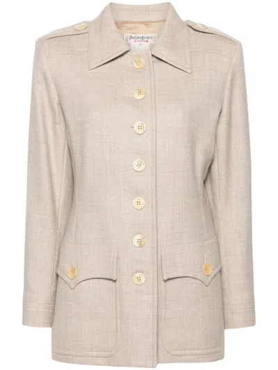 Pre-owned Saint Laurent 1970s Single-breasted Wool Jacket In 中性色