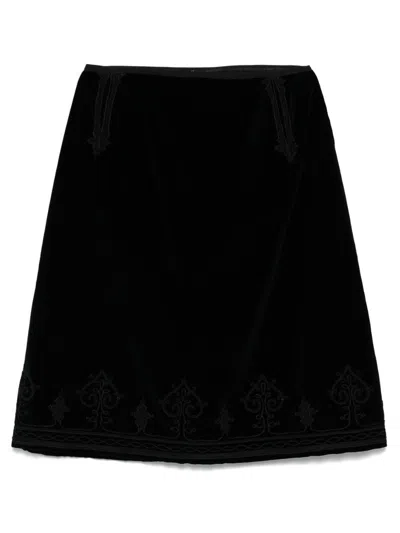 Pre-owned Saint Laurent 1970s Velvet Skirt In Black