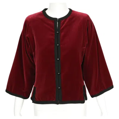 Pre-owned Saint Laurent 1976 Yves  Balle Russes Collection Burgundy Velvet Runway Jacket In Red