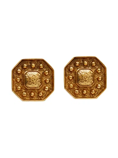 Pre-owned Saint Laurent 1980-2000s Gold-plated Octagonal Clip-on Earrings