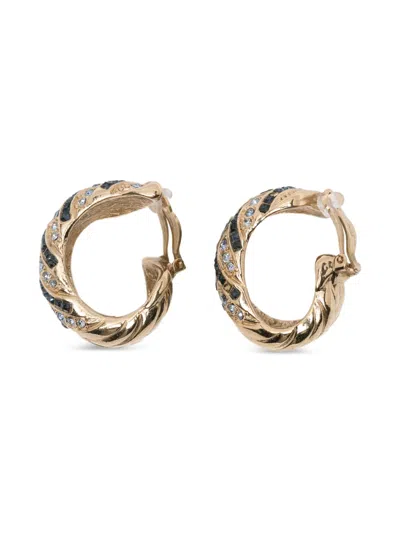 Pre-owned Saint Laurent 1980-2000s Rhinestone Hoop Earrings In Gold