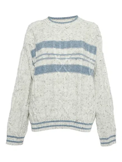 Pre-owned Saint Laurent 1980 Cable-knit Jumper In Gray
