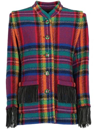 Pre-owned Saint Laurent 1980 Tartan Wool Jacket In Red