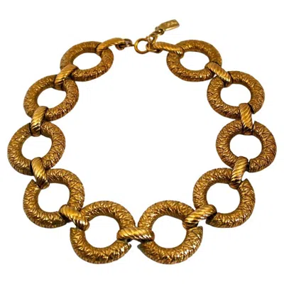 Pre-owned Saint Laurent 1980's Yves  Brass Textured Link Necklace In Multi