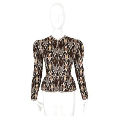 Pre-owned Saint Laurent 1980 Yves  Ikat Cardigan Runway Sweater In Black