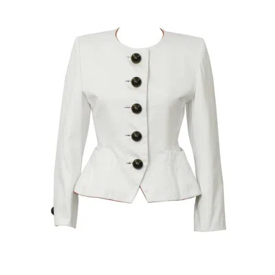 Pre-owned Saint Laurent 1980's Yves  Ysl White Jacket With Dome Buttons