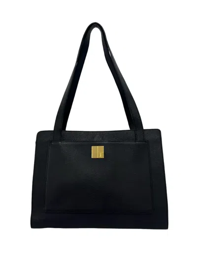 Pre-owned Saint Laurent 1980-1990 Leather Tote Bag In Black