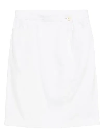 Pre-owned Saint Laurent 1980s Cotton Skirt In White