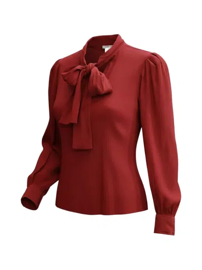 Pre-owned Saint Laurent 1980s Crepe Lavalliere Blouse In Red