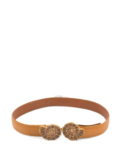 Pre-owned Saint Laurent 1980s Fossil Shell Belt In Brown