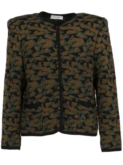 Pre-owned Saint Laurent 1980s Jacquard Wool Jacket In Brown