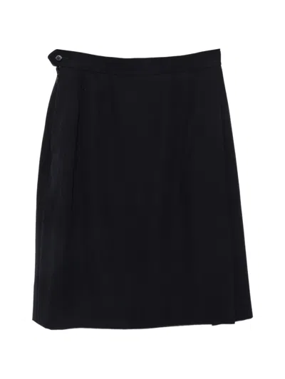 Pre-owned Saint Laurent 1980s Pleated Button-fastening Skirt In Black
