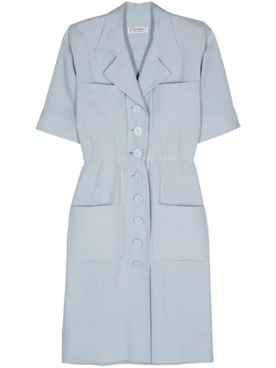 Pre-owned Saint Laurent 1980s Silk Dress In Blue