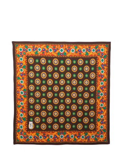 Pre-owned Saint Laurent 1980s Silk Scarf In Brown
