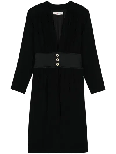 Pre-owned Saint Laurent 1980s V-neck Dress In Black