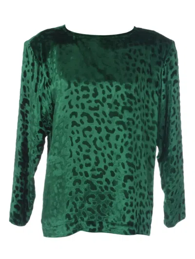 Pre-owned Saint Laurent 1980s Velvet Blouse In Green
