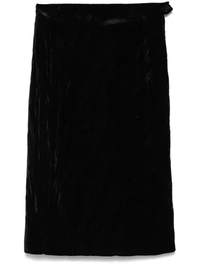 Pre-owned Saint Laurent 1980s Velvet Pencil Skirt In Black