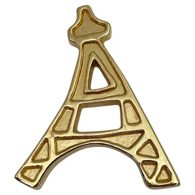 Pre-owned Saint Laurent 1980s Vintage Yves  Ysl Gold Tone Eiffel Tower Pin Brooch In Multiple