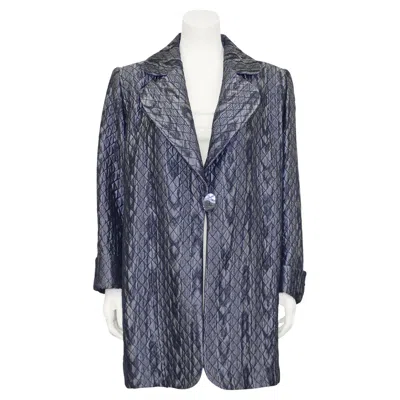 Pre-owned Saint Laurent 1980s Yves  Gunmetal Quilted Snakeskin Pattern Jacket In Gray