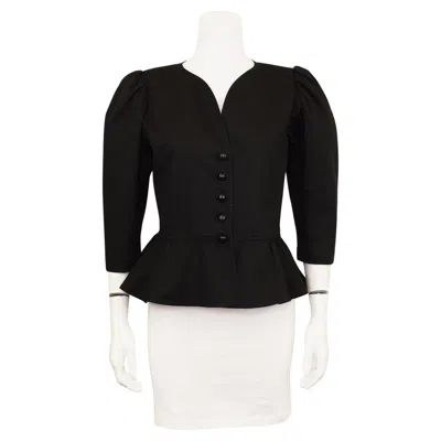 Pre-owned Saint Laurent 1980s Yves  Rive Gauche Black Cotton Peplum Jacket