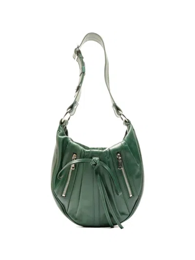 Pre-owned Saint Laurent 1980s Zip Leather Shoulder Bag In Green