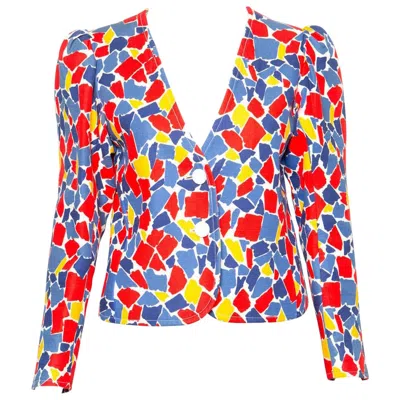 Pre-owned Saint Laurent 1982s Ysl Yves  Printed Jacket In Sand