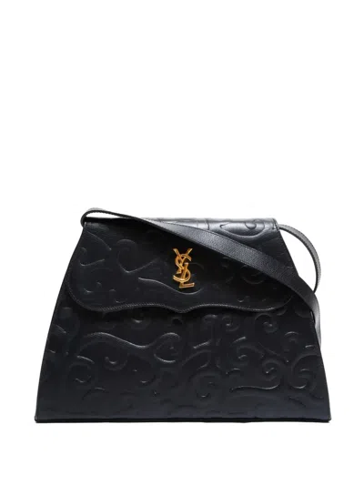 Pre-owned Saint Laurent 1990-2000s Logo-debossed Shoulder Bag In Black